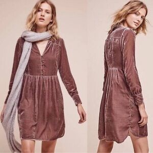 Anthropologie Velvet Mauve Dress